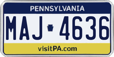 PA license plate MAJ4636