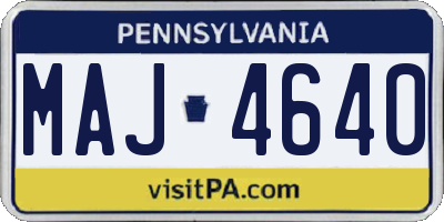 PA license plate MAJ4640