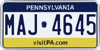 PA license plate MAJ4645