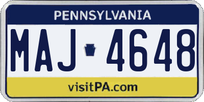 PA license plate MAJ4648