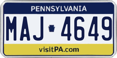 PA license plate MAJ4649
