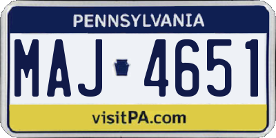 PA license plate MAJ4651