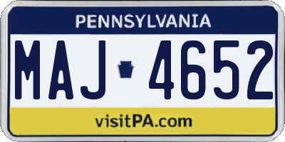 PA license plate MAJ4652