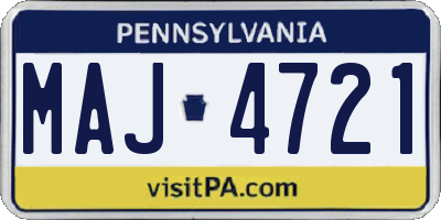 PA license plate MAJ4721