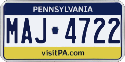 PA license plate MAJ4722