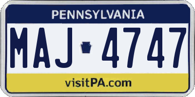 PA license plate MAJ4747