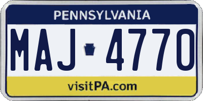 PA license plate MAJ4770