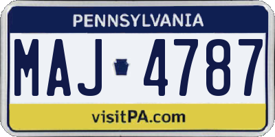 PA license plate MAJ4787