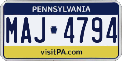 PA license plate MAJ4794