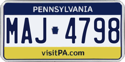 PA license plate MAJ4798