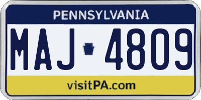PA license plate MAJ4809