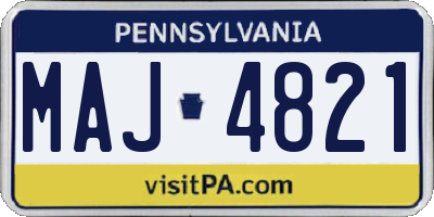 PA license plate MAJ4821