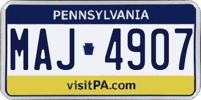 PA license plate MAJ4907