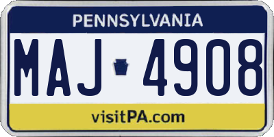 PA license plate MAJ4908