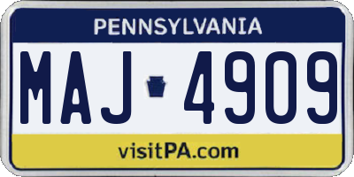 PA license plate MAJ4909