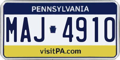 PA license plate MAJ4910