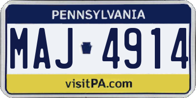 PA license plate MAJ4914