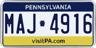 PA license plate MAJ4916