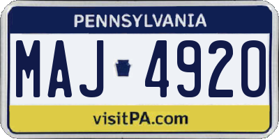 PA license plate MAJ4920