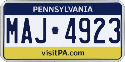 PA license plate MAJ4923