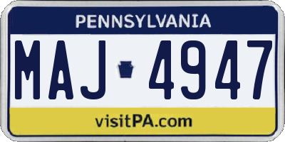 PA license plate MAJ4947