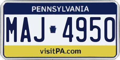 PA license plate MAJ4950