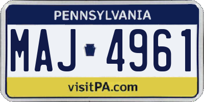 PA license plate MAJ4961