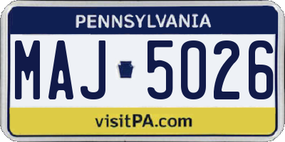PA license plate MAJ5026