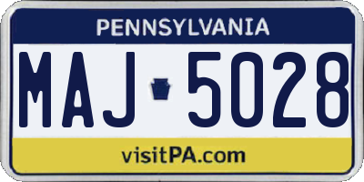 PA license plate MAJ5028