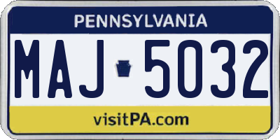 PA license plate MAJ5032