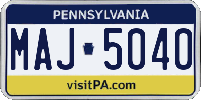 PA license plate MAJ5040