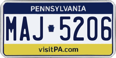 PA license plate MAJ5206