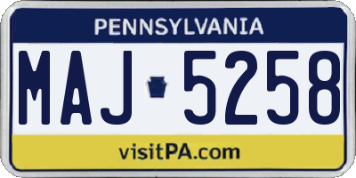 PA license plate MAJ5258