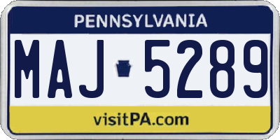 PA license plate MAJ5289