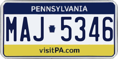 PA license plate MAJ5346