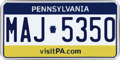 PA license plate MAJ5350