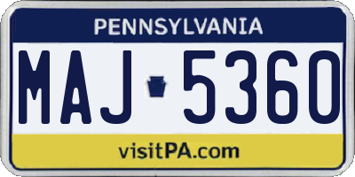 PA license plate MAJ5360