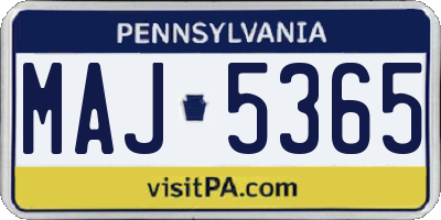 PA license plate MAJ5365