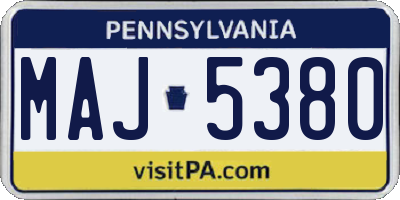 PA license plate MAJ5380