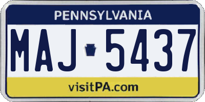 PA license plate MAJ5437