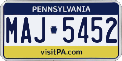 PA license plate MAJ5452
