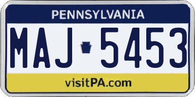 PA license plate MAJ5453