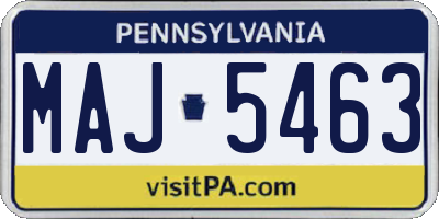 PA license plate MAJ5463