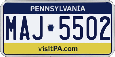 PA license plate MAJ5502