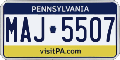 PA license plate MAJ5507