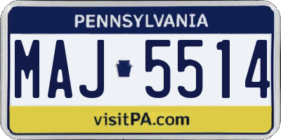PA license plate MAJ5514