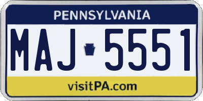 PA license plate MAJ5551