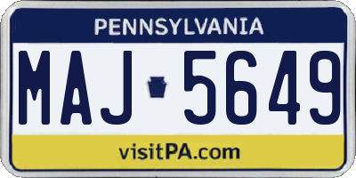 PA license plate MAJ5649