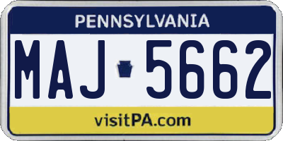 PA license plate MAJ5662