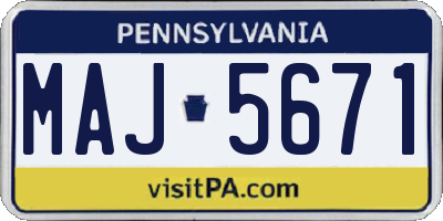 PA license plate MAJ5671